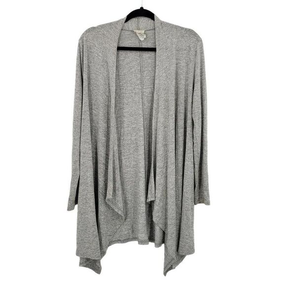Caution To The Wind Gray Long Sleeve Cardigan S Open Waterfall Space Dye Light - Picture 9 of 9